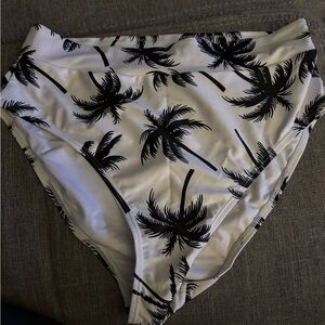 Palm Tree High-Waisted Bikini Bottom